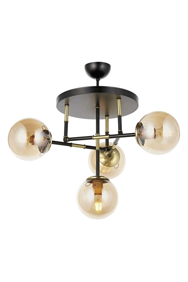 Avonni AV-4331-4T-BSY Siyah Boya Modern Avize E27 Metal Cam 40 cm