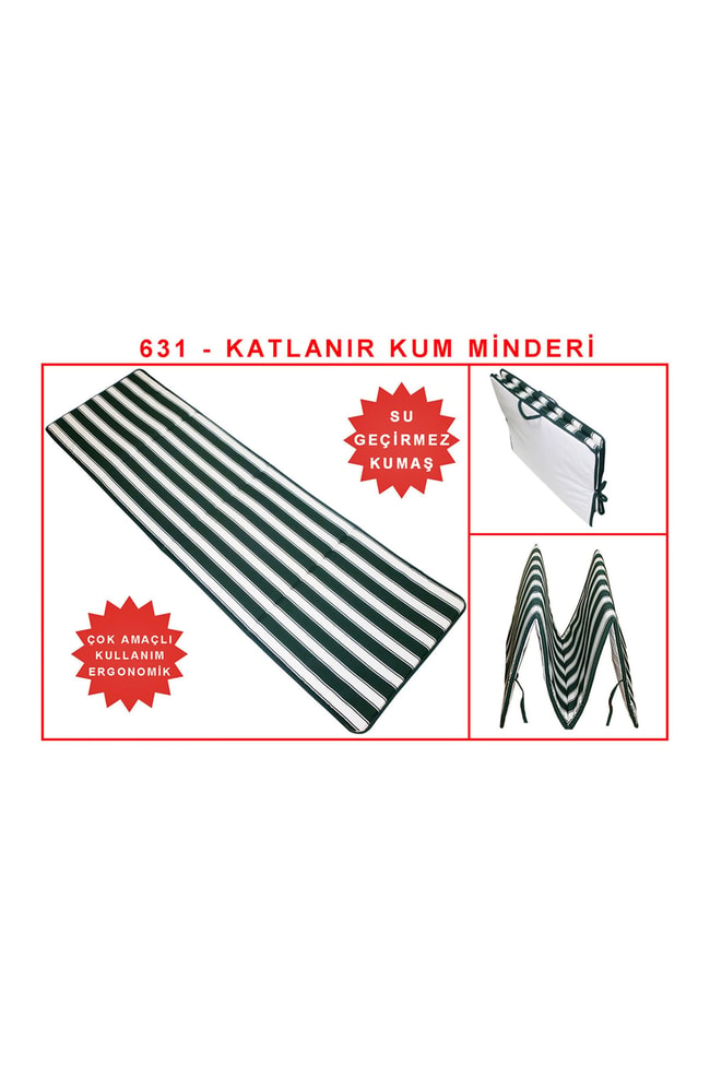 Belde Katlanır Akrilik Kum Minderi Yeşil/Ekru - 631