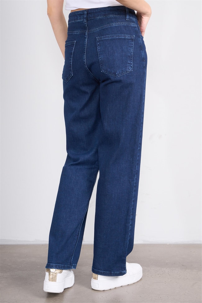 Bıg Lesson K26 6104 Lacıvert Kadın Bol Kesım Kot Pantolon 38-46