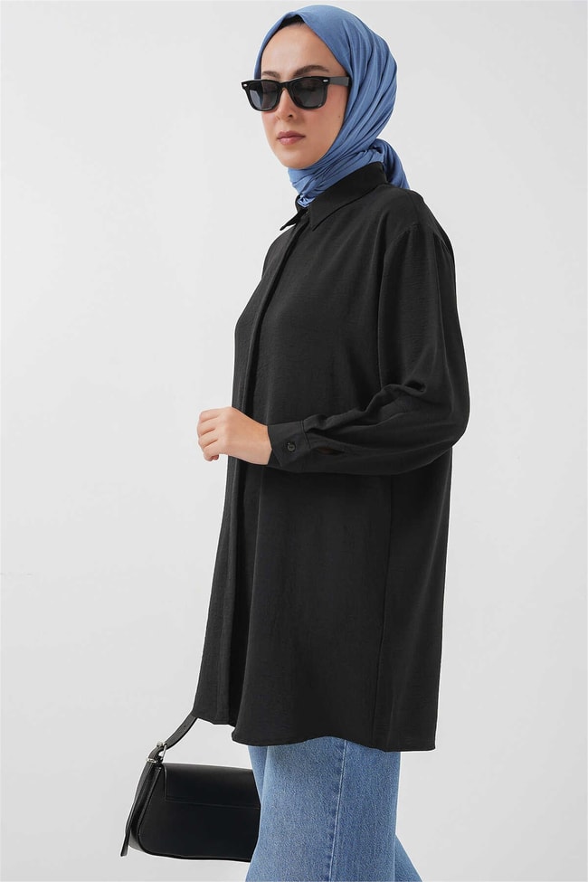 Bıgdart Y25 5945 Siyah Uzun Gömlek Tunik