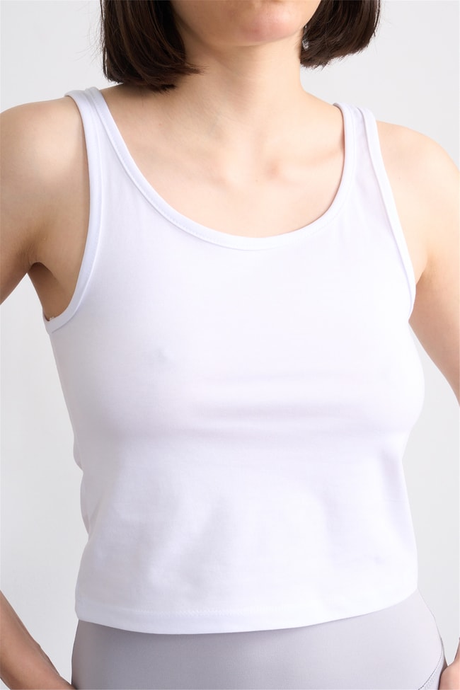 C.K Y26 8282 Fithit Byn Askılı Penye Crop Atlet Beyaz