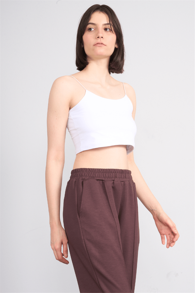 C.K Y26 8453 Fithit Byn Ip Askılı Penye Crop Atlet Beyaz