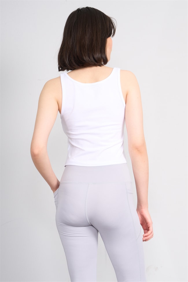 C.K Y26 8282 Fithit Byn Askılı Penye Crop Atlet Beyaz