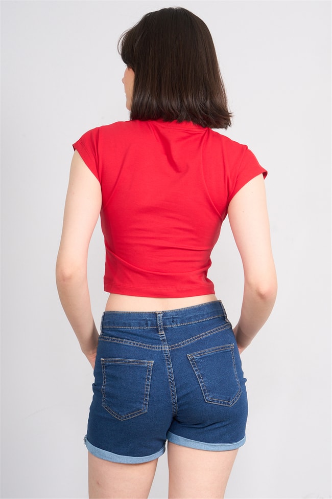 C.K Y26 3266 Fithit Byn B.Yk 30/1 Penye Crop T-shirt Nar Cıcegı
