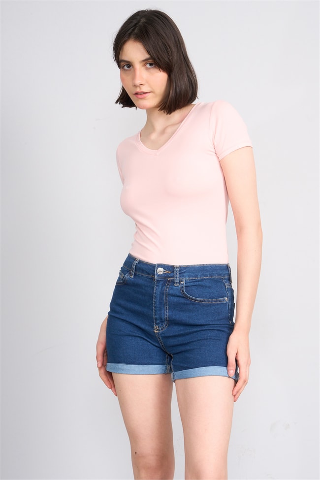 C.K Y26 8036 Pachie Byn V.Yk Basic T-shirt Pudra