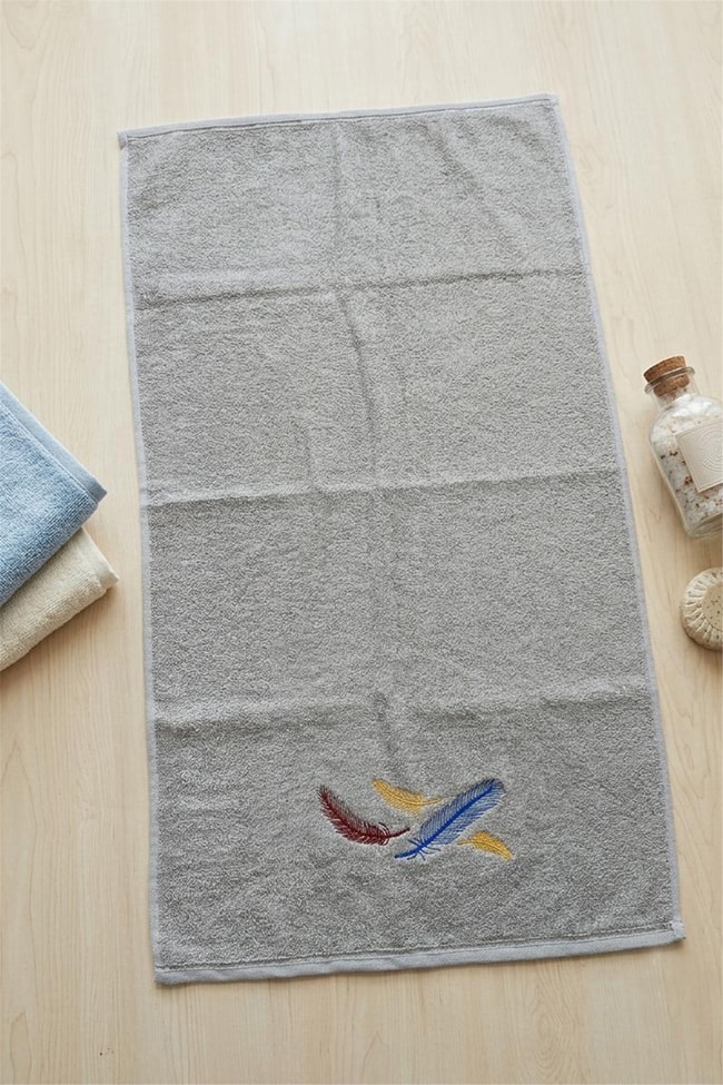 CETHOME 50 × 90 cm Tüy Desen Havlu Gri