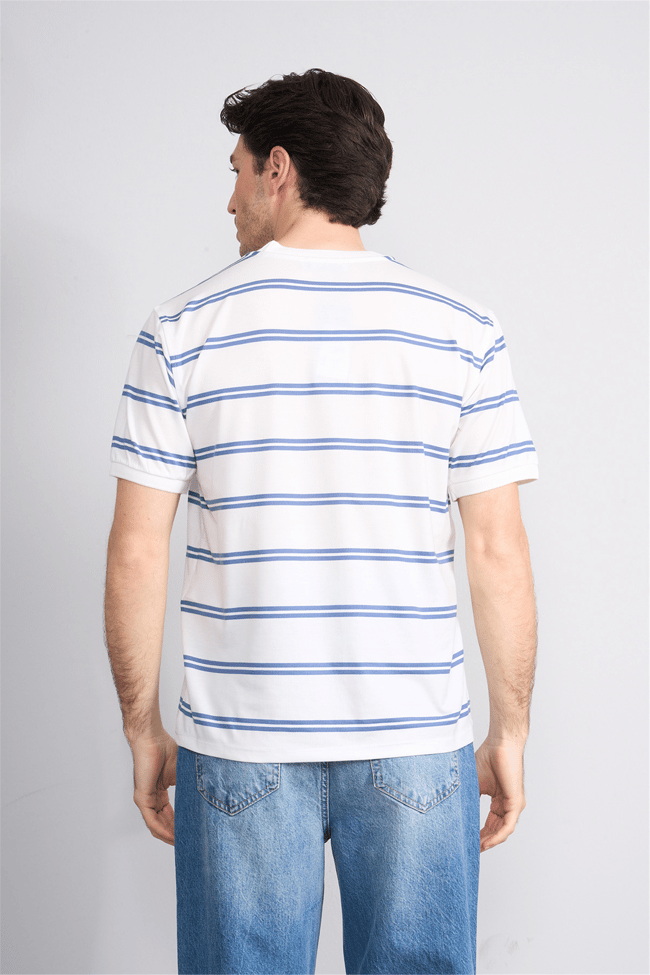 Çetinkaya Chester Polo 4720 Bisiklet Yaka Regular Ringel Süprem T-shirt Beyaz