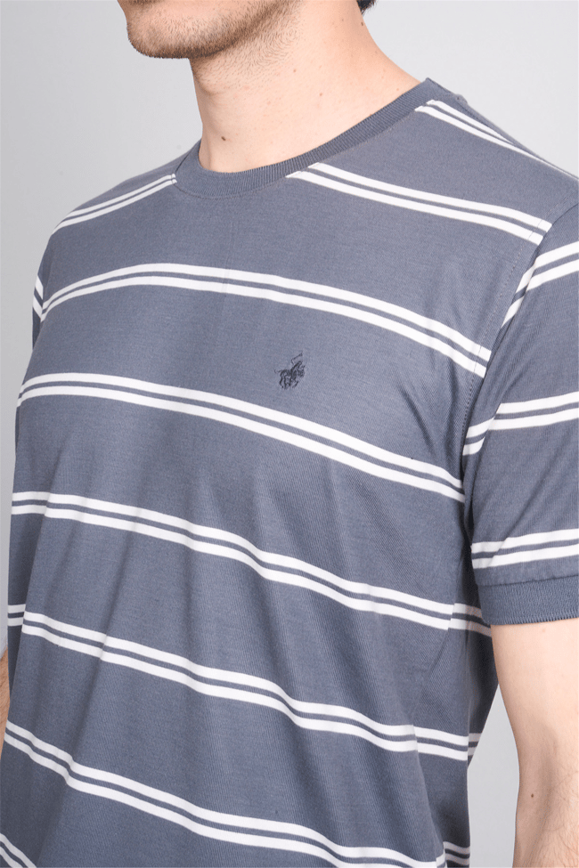 Çetinkaya Chester Polo 4720 Bisiklet Yaka Regular Ringel Süprem T-shirt Füme