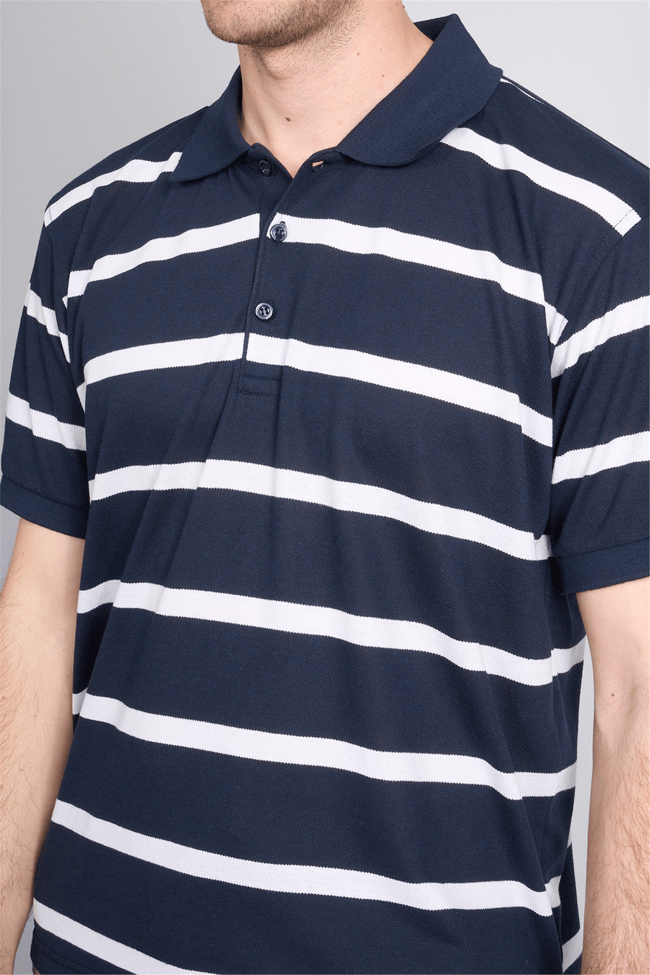 Çetinkaya Chester Polo 4740 Polo Yaka Regular Ringel Pike T-shirt Lacivert