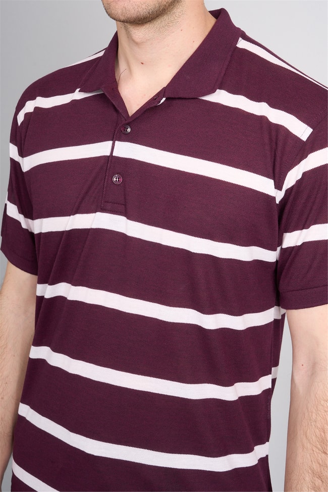 Çetinkaya Chester Polo 4740 Polo Yaka Regular Ringel Pike T-shirt Mürdüm