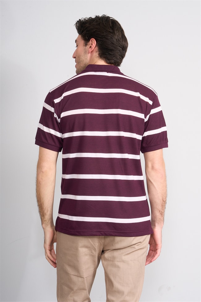 Çetinkaya Chester Polo 4740 Polo Yaka Regular Ringel Pike T-shirt Mürdüm