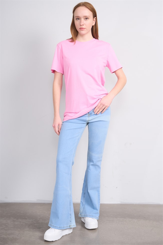 C.K Y26 3264 Fithit Byn B.Yk 30/1 Penye Basic Regular T-shirt Pembe