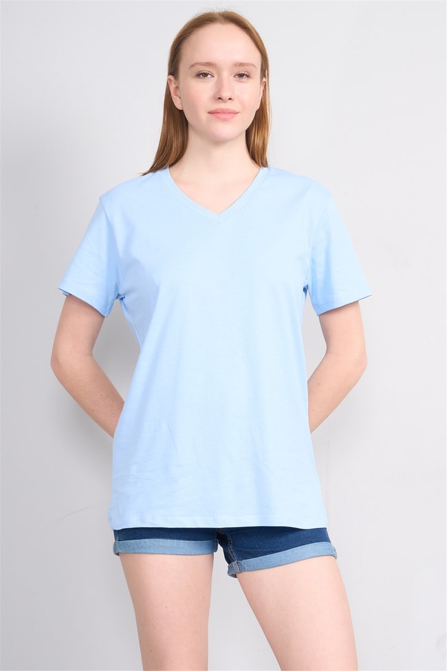 C.K Y26 3265 Fithit Byn V Yk. 30/1 Penye Basic Regular T-shirt Bebe Mavi