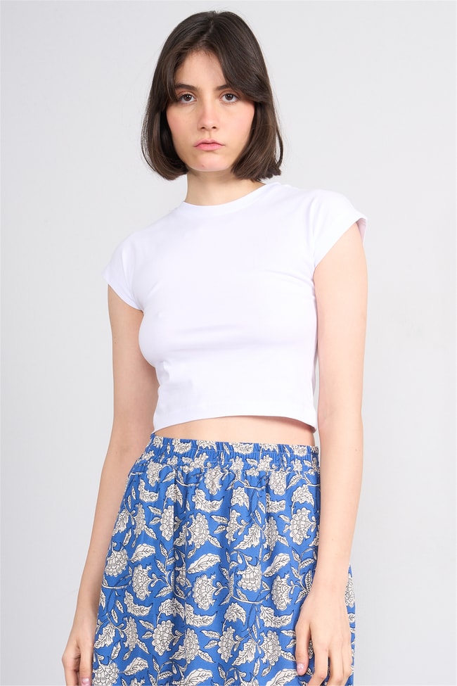 C.K Y26 3266 Fithit Byn B.Yk 30/1 Penye Crop T-shirt Beyaz