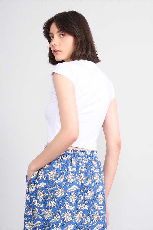 C.K Y26 3266 Fithit Byn B.Yk 30/1 Penye Crop T-shirt Beyaz