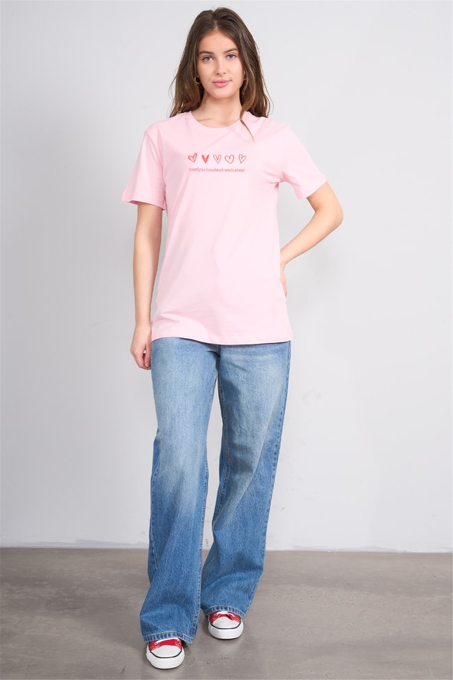 C.K Y26 8956 Fithit Byn B.Yk Regular Nakışlı T-shirt A.Pembe