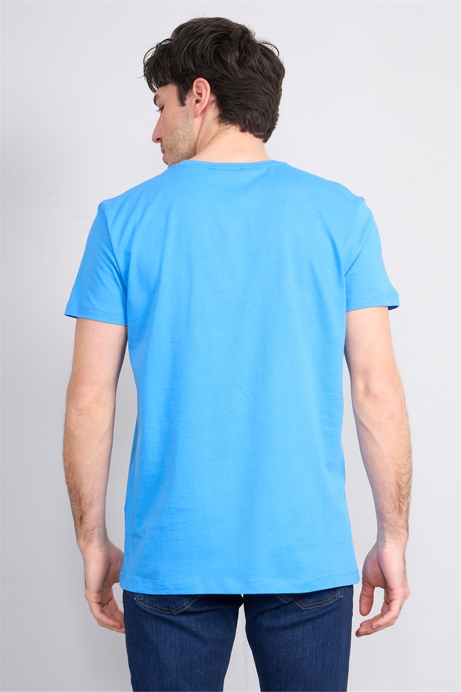 Çetinkaya Mentality 2772 Bisiklet Yaka Slimfit Basic T-shirt Koyu Mavi