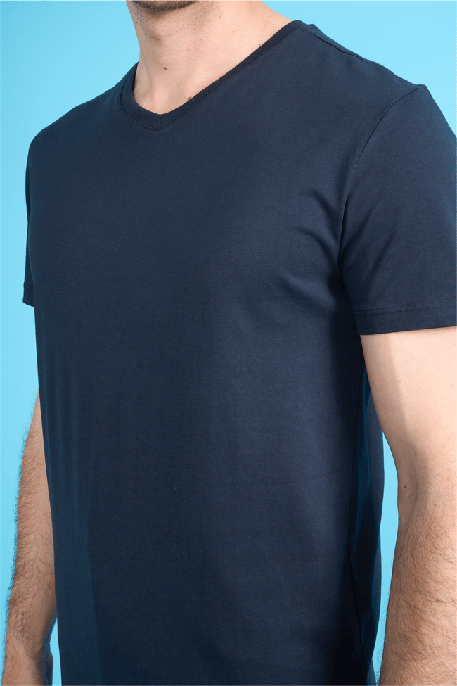 Çetinkaya Mentality 2772 V Yaka Slimfit Basic T-shirt Lacivert