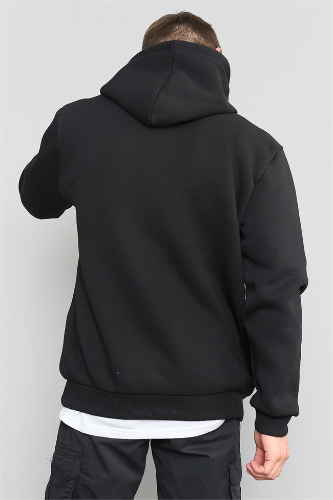 Çetinkaya Mentality 3035 3 İplik Kapüşonlu Siyah Sweatshirt