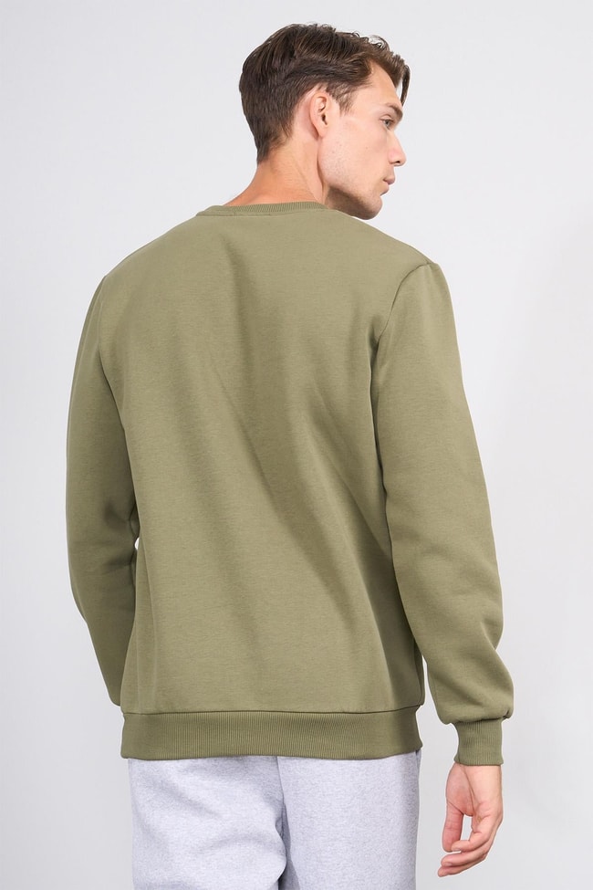 Çetinkaya Mentality 3036 3 İp Bisiklet Yaka Haki Sweatshirt