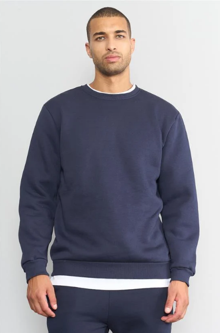 Çetinkaya Mentality 3036 3 İp Bisiklet Yaka Lacivert Sweatshirt