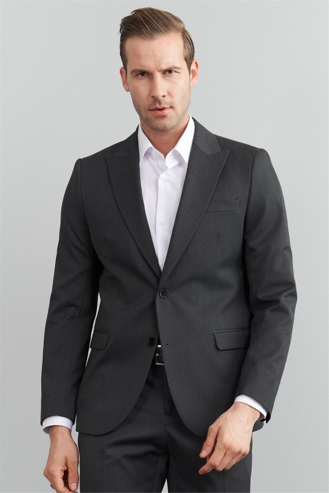 Çetinkaya Mentality 3118 Füme Yunter Loco Slim Fit Takım Elbise
