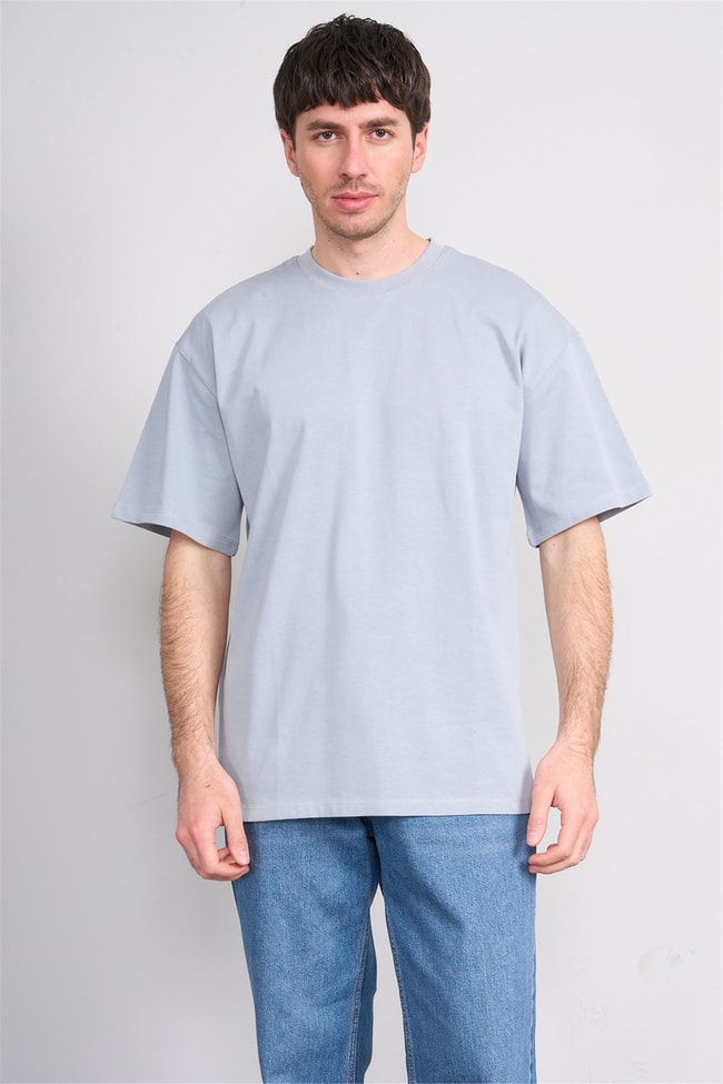 Çetinkaya Mentality 3880 Bisiklet Yaka 16/1 Süprem Regular T-shirt Açık Gri