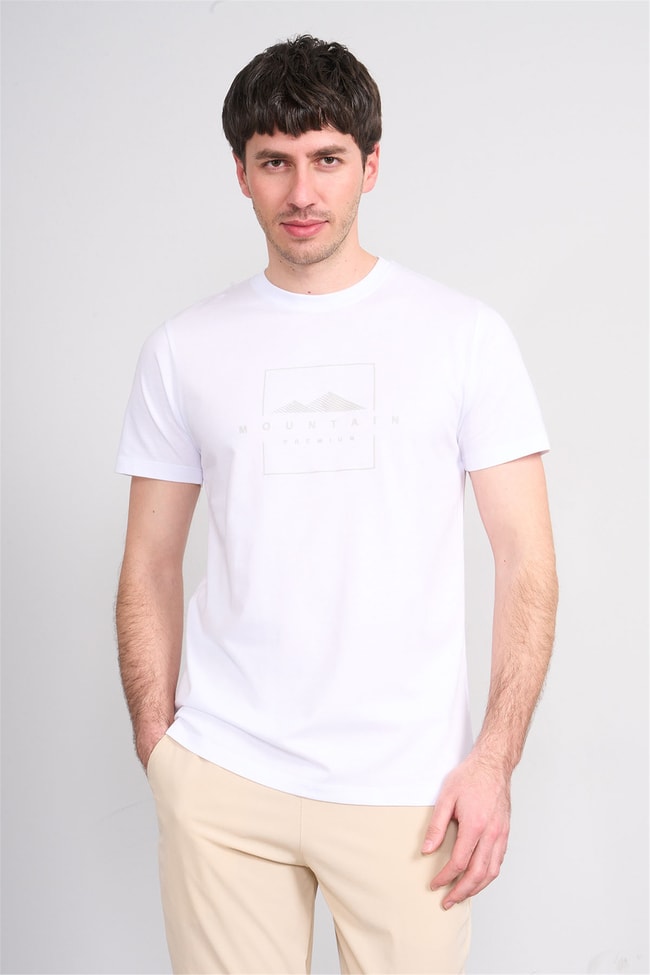 Çetinkaya Mentality 4511 Bisiklet Yaka Regular Modelli T-shirt Beyaz