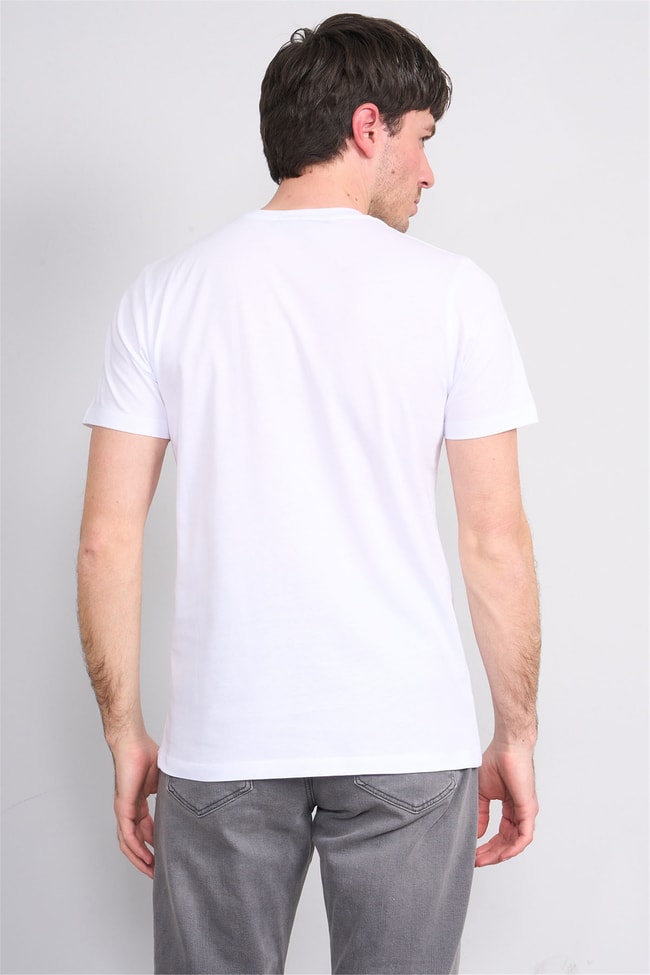 Çetinkaya Mentality 4516 Bisiklet Yaka Regular Modelli T-shirt Beyaz