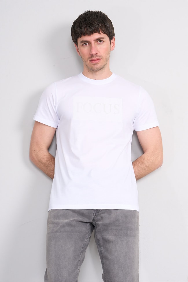 Çetinkaya Mentality 4517 Bisiklet Yaka Regular Modelli T-shirt Beyaz