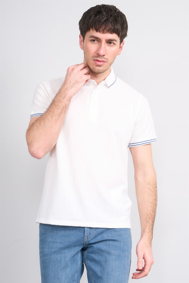 Çetinkaya Mentality 4558 Polo Yaka Regular Modelli T-shirt Beyaz