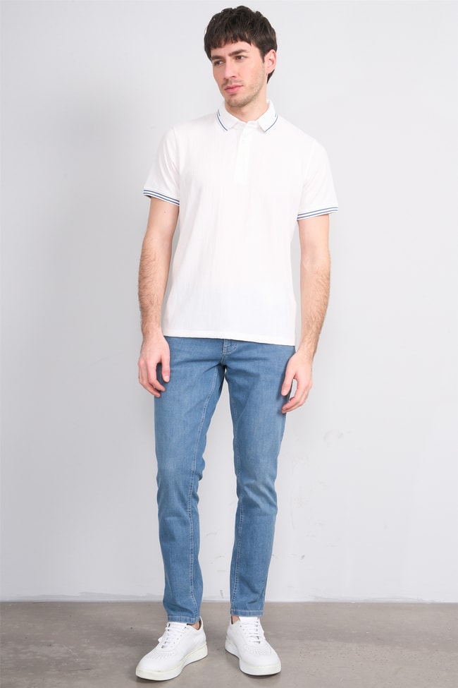 Çetinkaya Mentality 4558 Polo Yaka Regular Modelli T-shirt Beyaz
