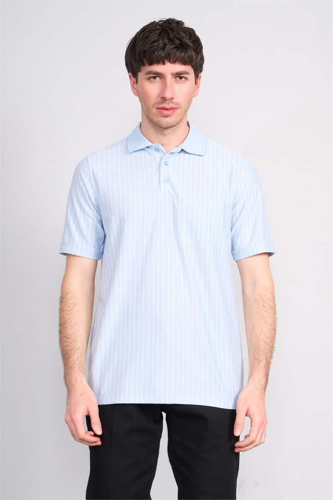 Çetinkaya Mentality 4594 Polo Yaka Regular Çizgili T-shirt Mavi