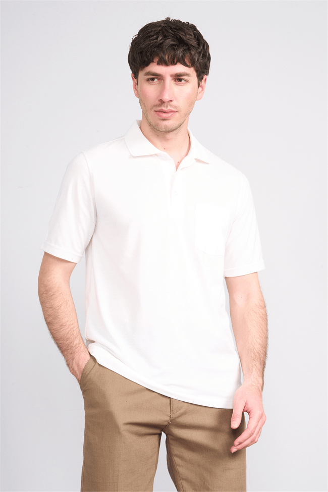Çetinkaya Mentality 4596 Polo Yaka Regular Modelli T-shirt Beyaz