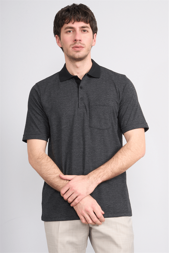 Çetinkaya Mentality 4597 Polo Yaka Regular Modelli T-shirt Siyah