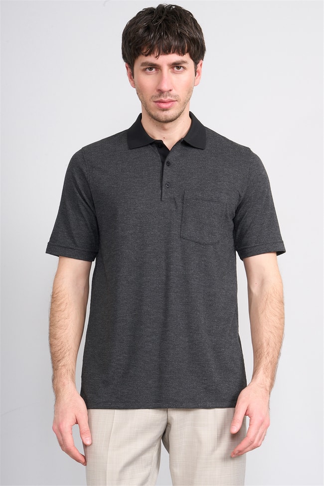 Çetinkaya Mentality 4597 Polo Yaka Regular Modelli T-shirt Siyah