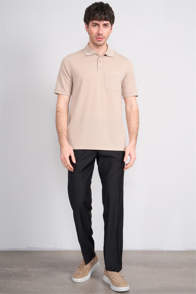 Çetinkaya Mentality 4598 Polo Yaka Regular Modelli T-shirt Bej