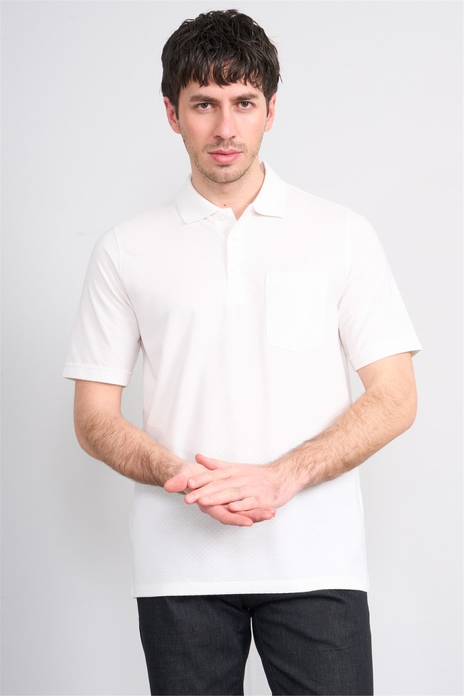 Çetinkaya Mentality 4598 Polo Yaka Regular Modelli T-shirt Beyaz