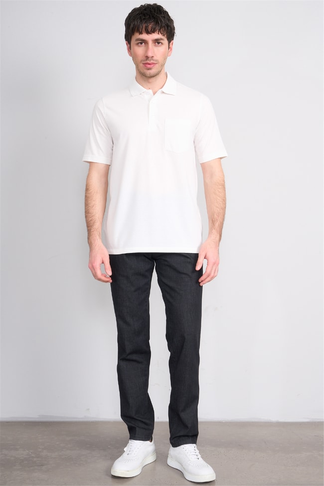 Çetinkaya Mentality 4598 Polo Yaka Regular Modelli T-shirt Beyaz