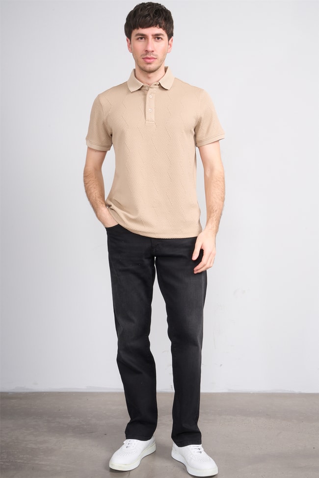 Çetinkaya Mentality 4600 Polo Yaka Regular Modelli T-shirt Taş