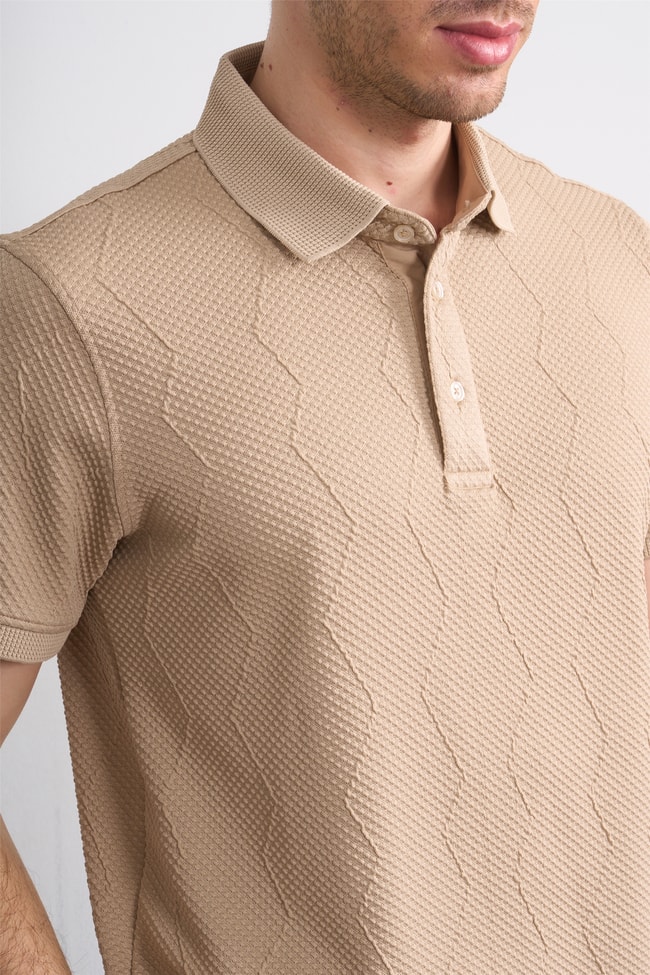 Çetinkaya Mentality 4600 Polo Yaka Regular Modelli T-shirt Taş