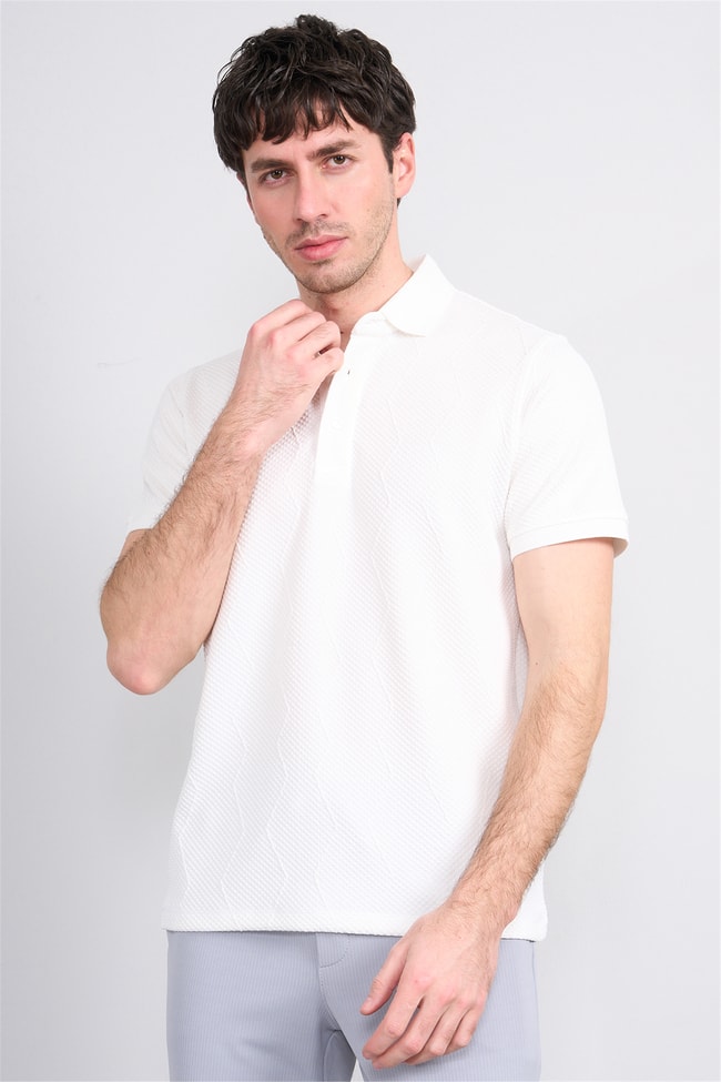 Çetinkaya Mentality 4600 Polo Yaka Regular Modelli T-shirt Beyaz