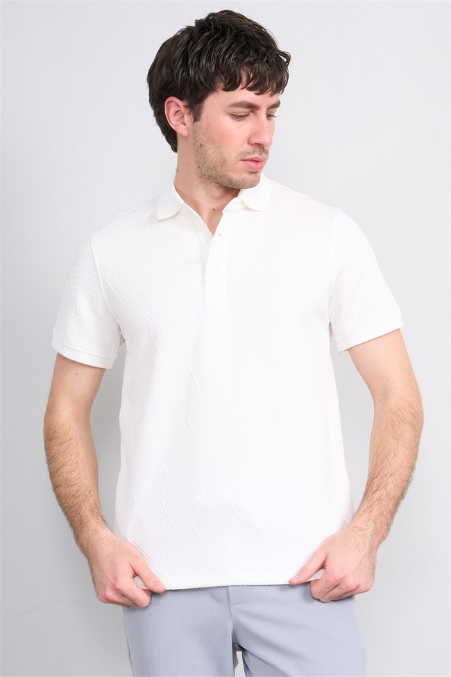 Çetinkaya Mentality 4600 Polo Yaka Regular Modelli T-shirt Beyaz