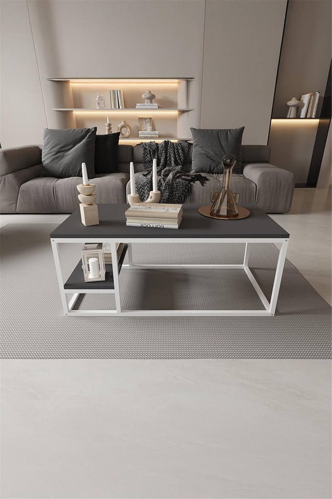 Deconode Octavio Orta Sehpa Beyaz-Antrasit DN1111BA
