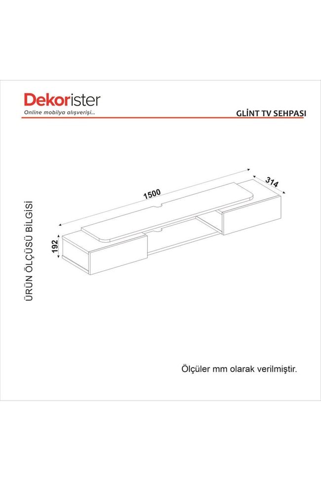 Dekorister Glint Tv Sehpası Antrasit - Rota 150 cm