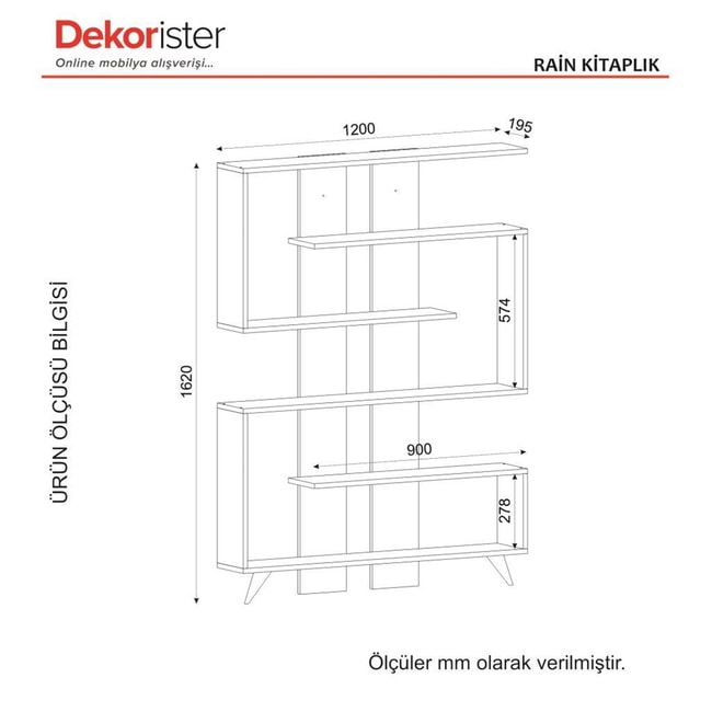 Dekorister Rain Kitaplık BeyazCeviz