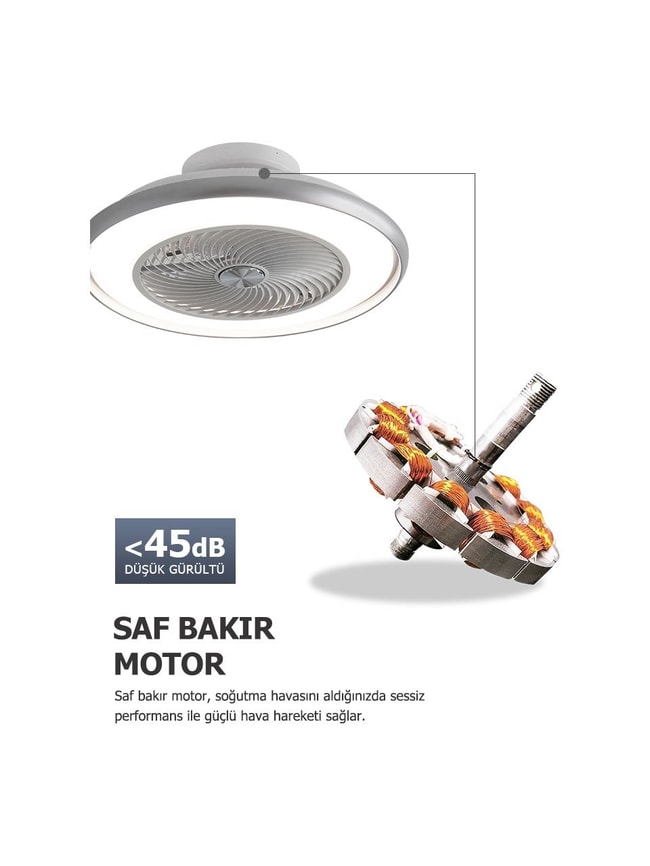 DLC Aracelı Gümüş Renk Tavan Vantilatörü 56 Cm CMBF-FS7016