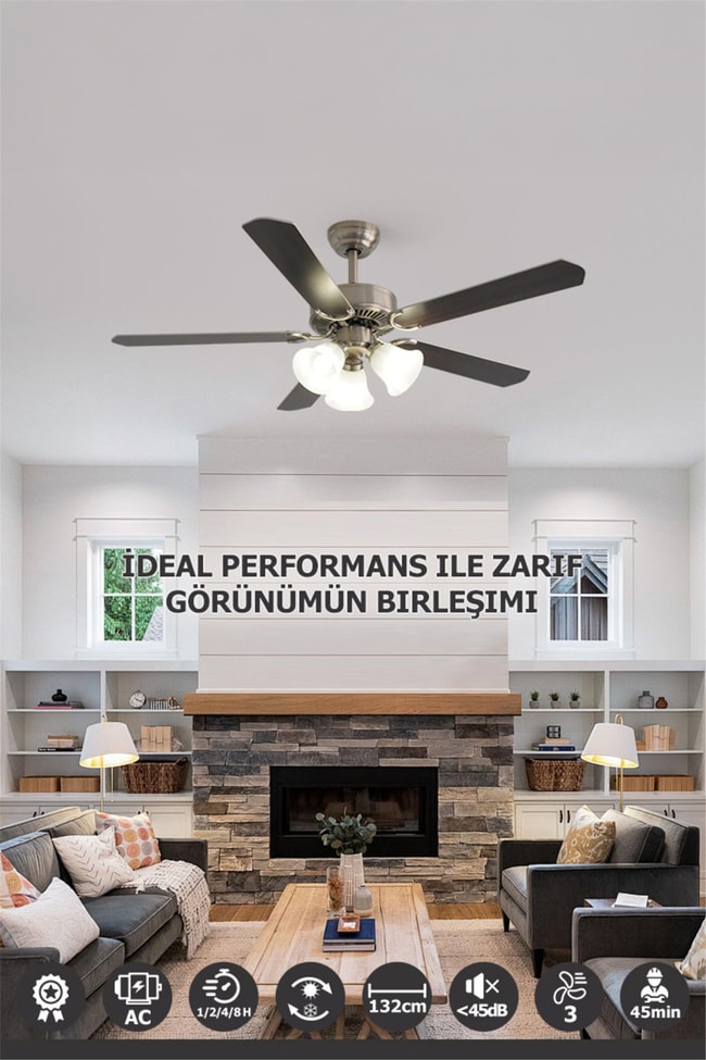 DLC Brısote Mat Krom Tavan Vantilatörü 132cm (DCF-X52140N)