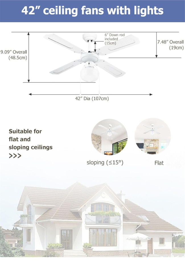 DLC Poyraz Tavan Vantilatörü Beyaz 107 Cm (DCF-W42001B)