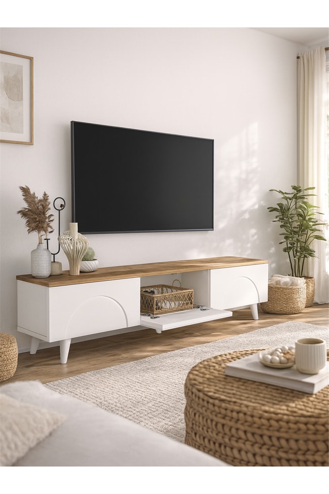 Dorpek Bono Ayaklı Tv Ünitesi, Bohem Tv Ünitesi 150 cm - Kolay Kurulum Salon Mobilyası